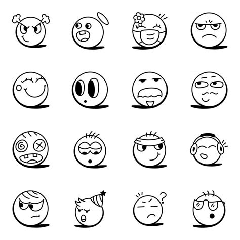 Set Of Expressive Emojis 2861823 Vector Art At Vecteezy