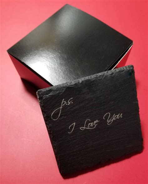 Laser Engraving Slate Coasters Set Of 4 With Black Elegant Box Etsy