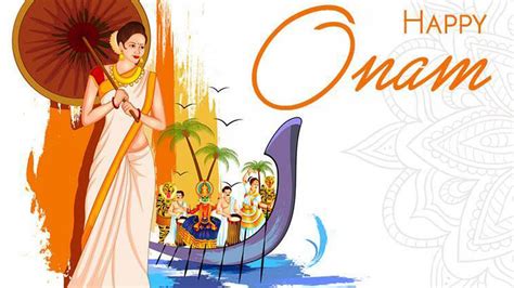 Happy Onam Girl With Umbrella In White Background Hd Onam Wallpapers