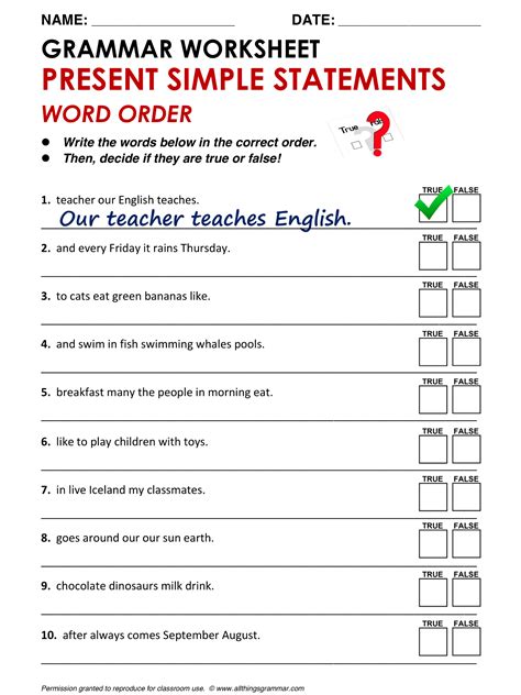 English Grammar Present Simple Questions Word Order