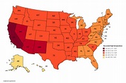 Recorded high temperature in USA (by states) | Map, Cartography ...