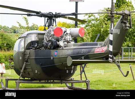 Rear View Of A Westland Scout Helicopter On Display Outdoors At The