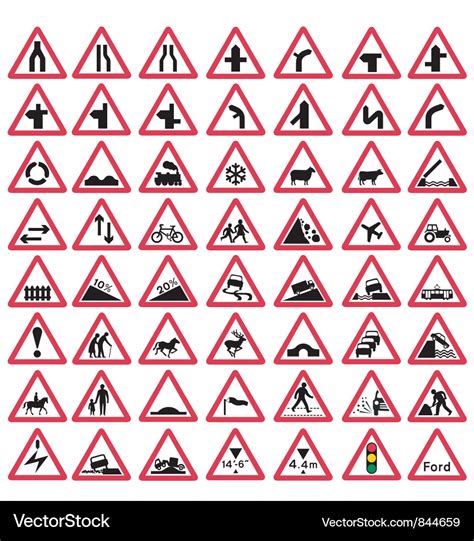 Road Traffic Warning Signs Royalty Free Vector Image