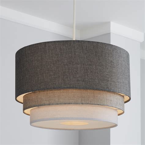 Elements Eclipse 40cm 3 Tier Grey Shade Ceiling Light Shades Bedroom