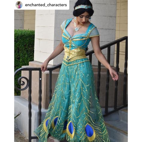 P Jasmine Costume Movie Cosplay Princess Party Long Sleeves Custom Made