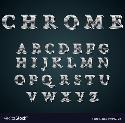 Chrome 3d Alphabet Royalty Free Vector Image Vectorstock