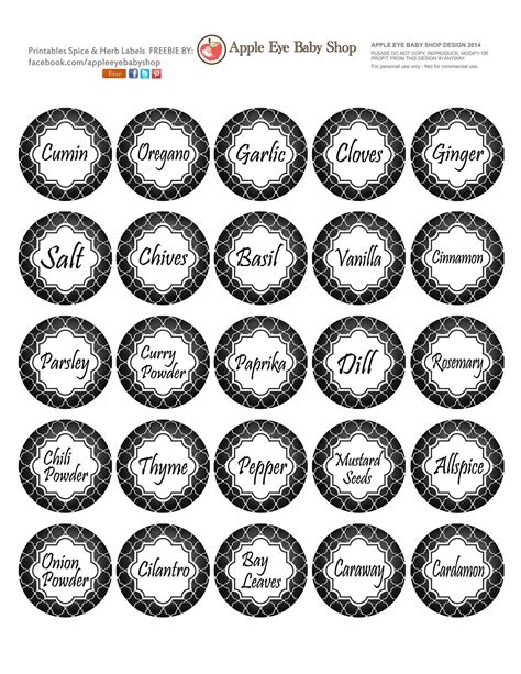 Free Printable Spice Labels Printable Word Searches