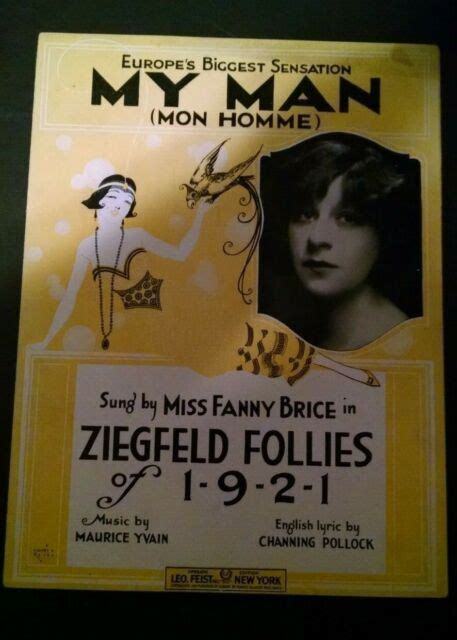 Vintage Sheet Music Fanny Brice Ziegfeld Follies 1921 My Man Ebay