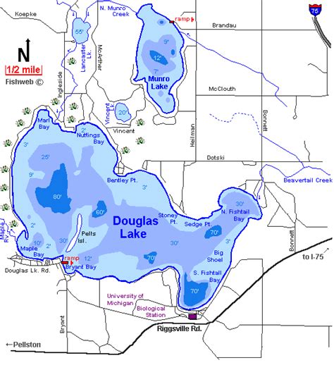 Douglas Lake Map Cheboygan County Michigan Fishing Michigan Interactive™