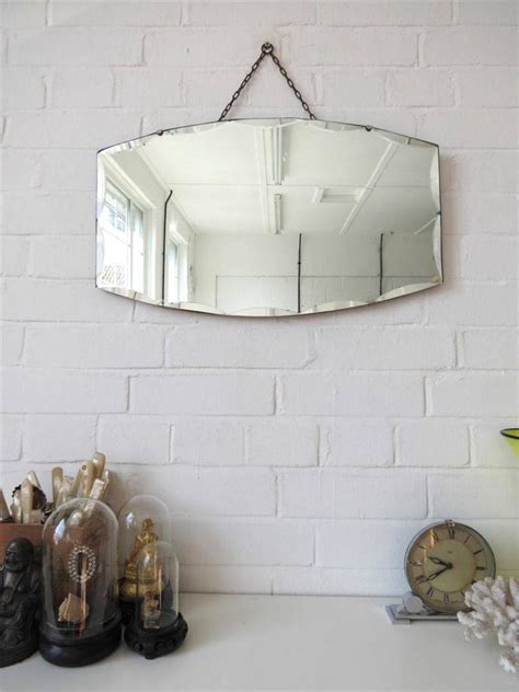 vintage bevelled edge wall mirror art deco beveled edge mirror ebay