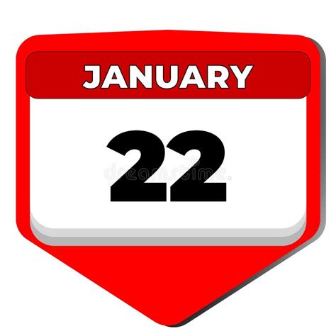 22 January Vector Icon Calendar Day 22 Date Of January Twenty Second