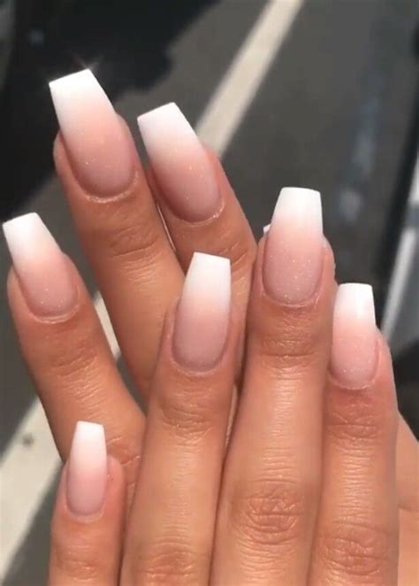 Nude Ombre Nails With White Tip Ombre Acrylic Nails Pretty Acrylic