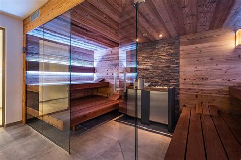 Generous Reclaimed Wood Sauna With Glass Front Corso Sauna