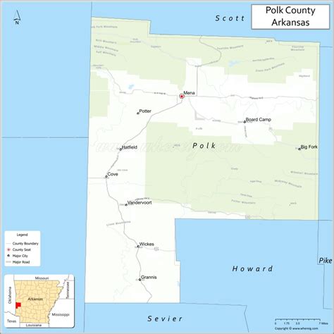 Map Of Polk County Arkansas Where Is Located Cities Population