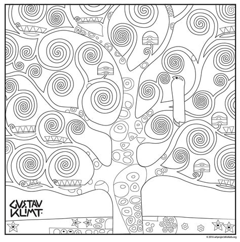 Tree Of Life Coloring Page Free Pdf Download Klimt Treeoflife
