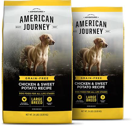 Kirkland dog food product line. American Journey Large Breed Chicken & Sweet Potato Recipe ...