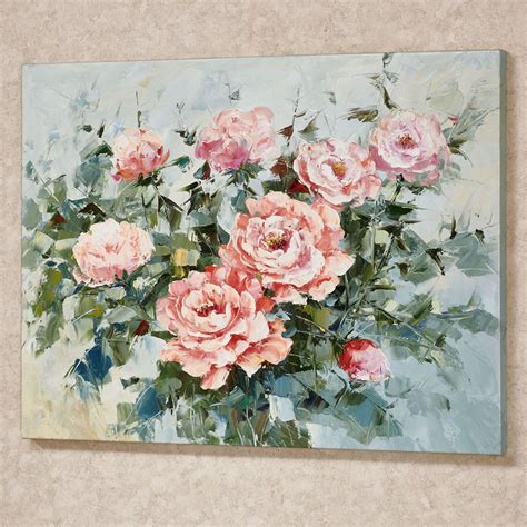 Pink Roses In Bloom Floral Canvas Wall Art
