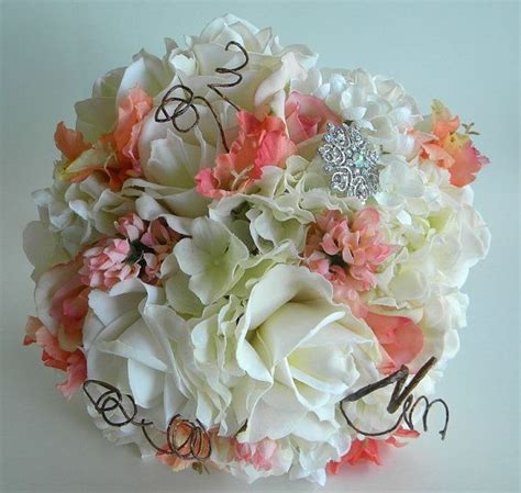 Coral Cream And Soft Aqua Bridal Bouquet With By Bluelilybridal 159