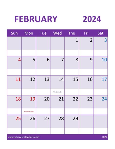 Blank Printable February 2024 Calendar F24112