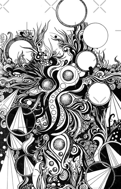 Abstract Doodle Pen And Ink Black And White By Danielle J Scott