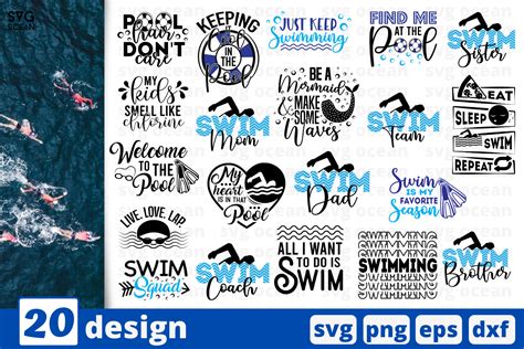 20 Swimming Quotes Svg Bundle Swimming Cricut Svg By Svgocean