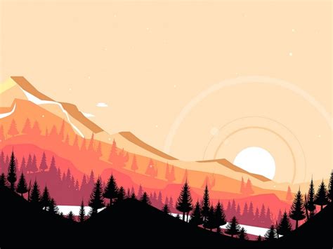 Mountains Sunset Art Vector Landscape Png Free Png Images Toppng