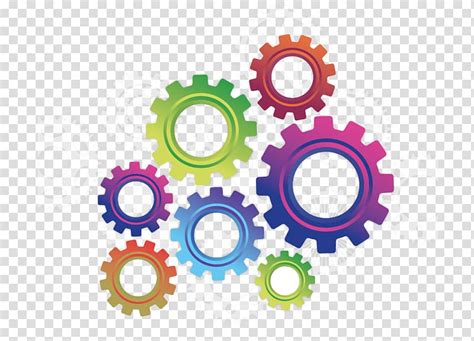 Green Pink Blue Orange And White Gears Illustration Gear Color