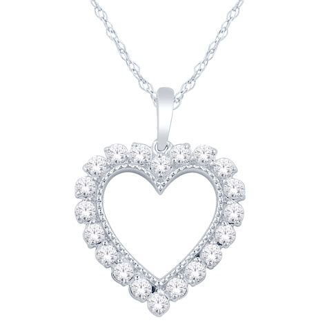 Sterling Silver 14 Cttw Diamond Heart Pendant