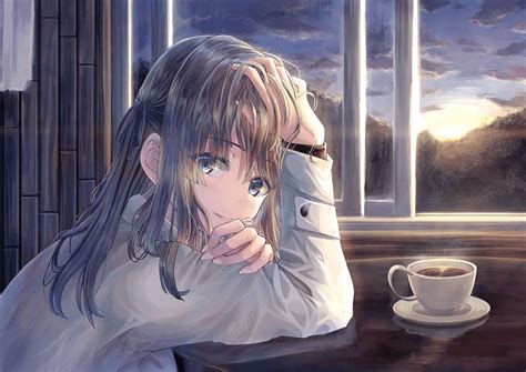 Anime Girl Coffee Wallpapers Wallpaper Cave
