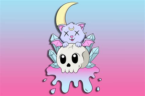 Cute Creepy Pastel Goth Kawaii Cat Graphic By Unlimited Art · Creative Fabrica Ph