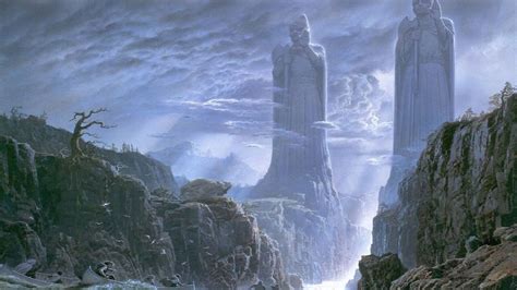 Download Two Monumental Statues Of Guardians The Argonath Stand