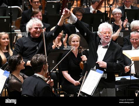 Editorial Use Only Sir Simon Rattle Left Takes The Acclaim Of The