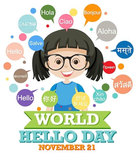 Free Vector World Hello Day Banner Design