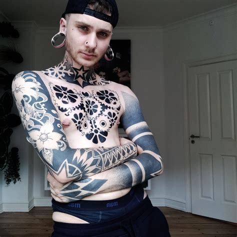 Recently Added A Chestpiece To My Blackwork Ish Sleeves It S Not