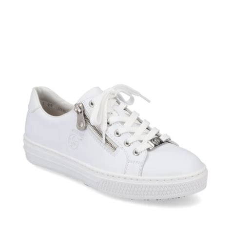 Rieker Womens L59l1 83 White Lace Up Side Zip Trainers Shoes Ebay