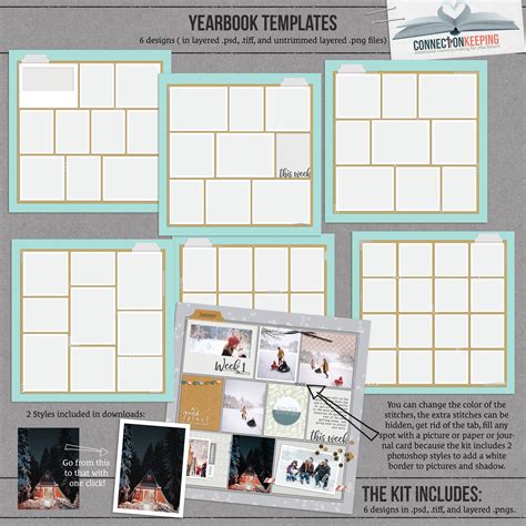 Digital Scrapbook Pack Yearbook 01 Templates By Connection Keeping