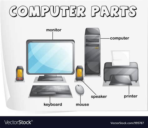 Computer Parts Diagram Vector By Iimages Image 995787 Vectorstock