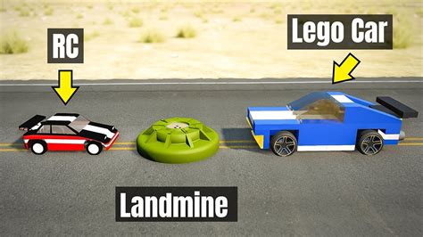 Landmine Test Rc Car Vs Realistic Lego Car Beamngdrive Youtube