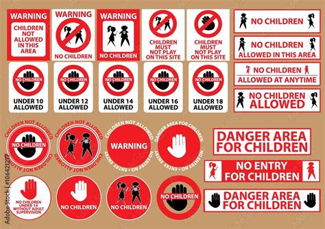 No Children Allowed Warning Sign Flat Vector Illustration Stock Vector