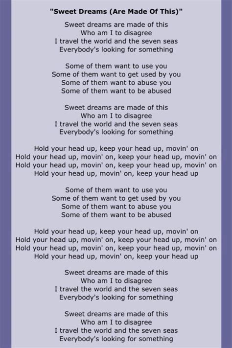 Sweet dreams are made of this. Sweet Dreams Are Made Of This Letra