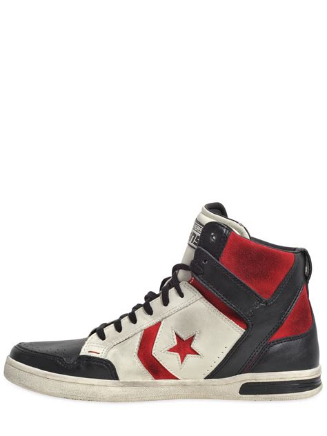 Converse Weapon Leather High Top Sneakers In White For Men