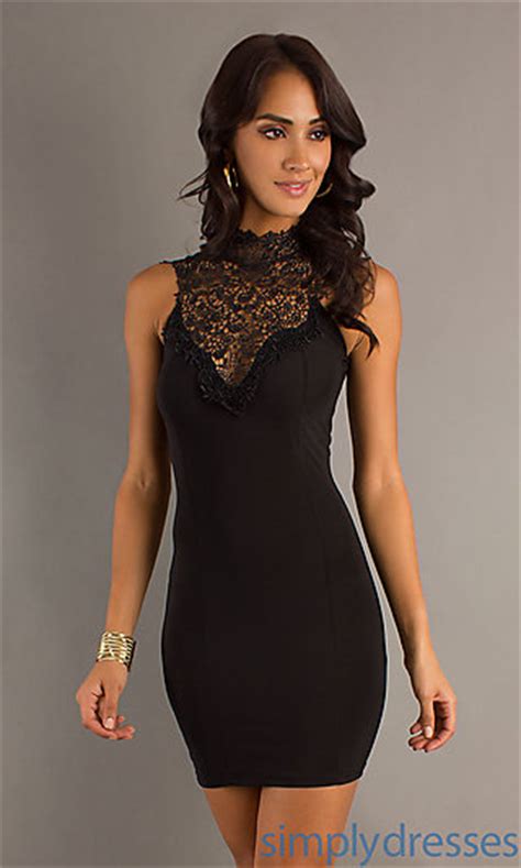 Short High Neck Lace Dress Sexy Cocktail Dress Simply Dresses
