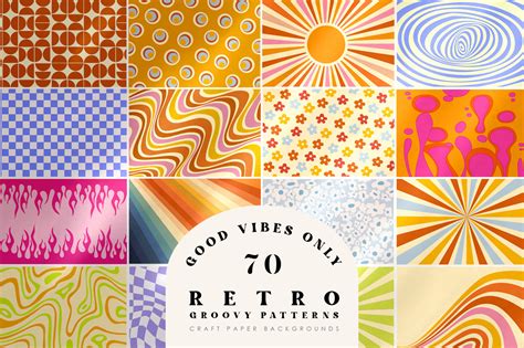 70 Retro Groovy Hippie Patterns On Yellow Images Creative Store