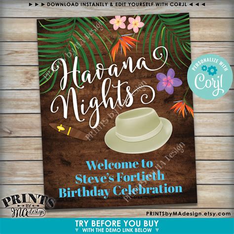 Havana Nights Sign Custom Printable 8x10 16x20 Dark Brown Etsy