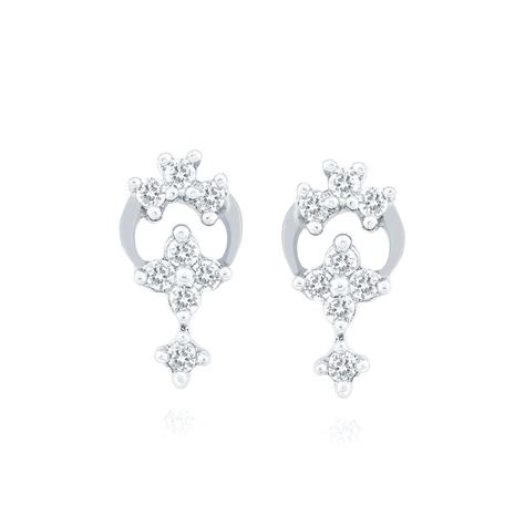 Giantti White Gold Silver Diamond Womens Stud Earring Igl Certified