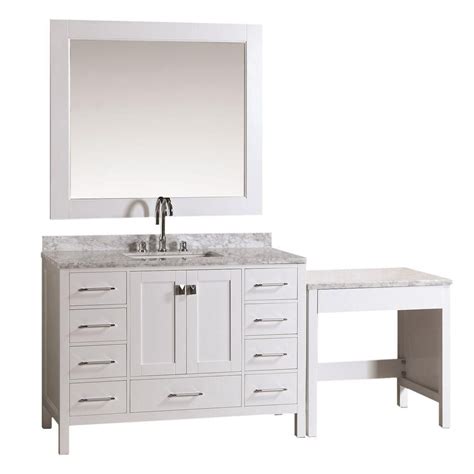 Choose from a wide selection of great styles and finishes. Design Element London 48 in. W x 22 in. D Vanity in White with Marble Vanity Top in Carrara ...