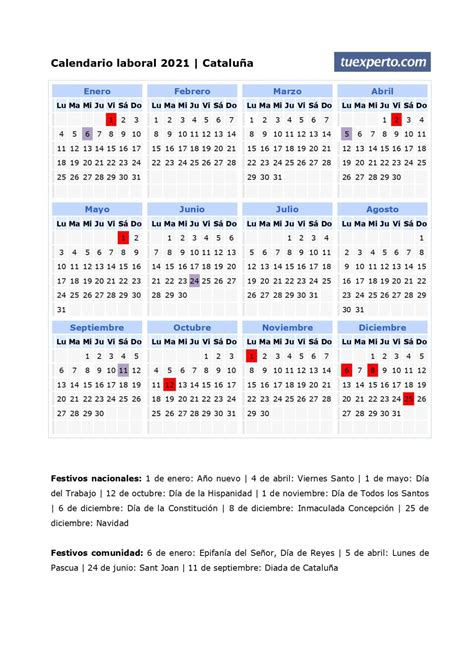 Calendario Laboral 2021 Calendarios Con Festivos Por Comunidad Para
