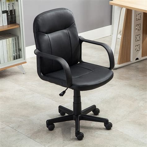 Belleze Mid Back Office Chair Pu Leather Ergonomic Desk Black