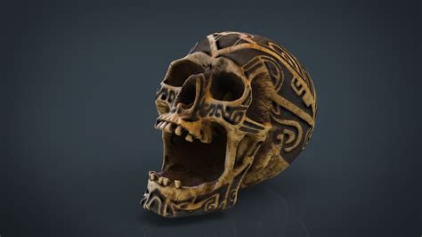 Thousands of free tattoo ideas: Human Head Skull with Ancient Tribal Tattoo 3D Model .obj ...