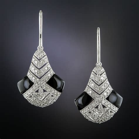Art Deco Style Onyx And Diamond Earrings